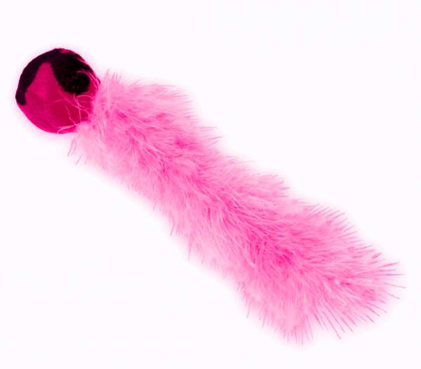 Katzenspielzeug Plüschball mit Feder pink